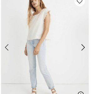 Madewell Ruffle Trim Side Tie Boxy Fit Top Size XS
